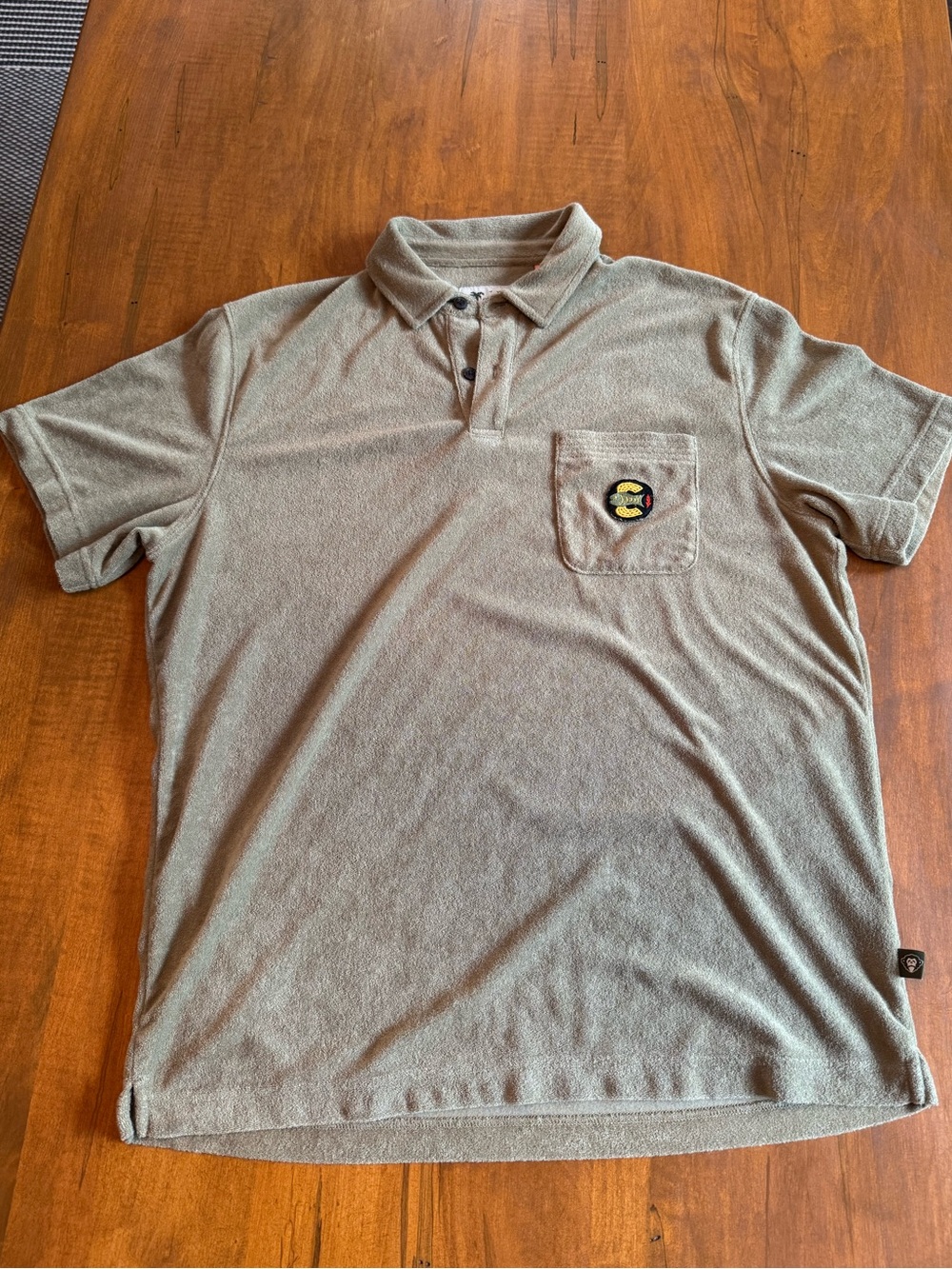 Howler Brothers Olive Green Terry Polo with Chest Pocket Patch
